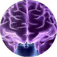 Représentation d'un cerveau en fonction, avec des arcs électriques.