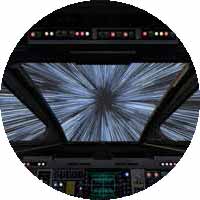 Vaisseau de la saga Star Wars entrant en en hyper espace.
